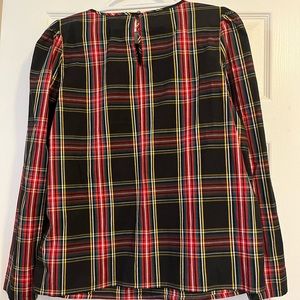 JCrew Factory plaid top. Puff sleeves